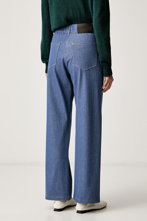 MM by Max Mara spodnie damskie z bawełną MMLEMIRO niebieskie high waist 2626786017600