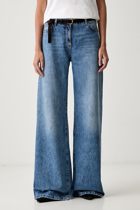 Elisabetta Franchi jeansy wide leg damskie niebieskie PJ20N66E2