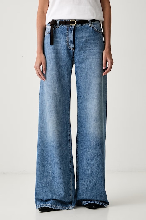 Elisabetta Franchi jeansy wide leg damskie niebieskie PJ20N66E2