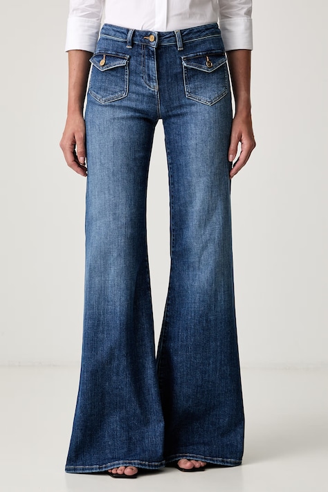 Elisabetta Franchi jeansy wide leg damskie niebieskie PJ18N66E2