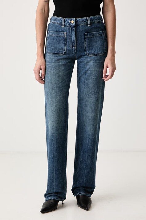 Elisabetta Franchi Jeansy straight damskie niebieskie PJ17I66E2