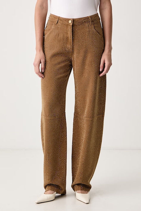 Elisabetta Franchi Jeansy relaxed fit damskie brązowe PJ16D66E2