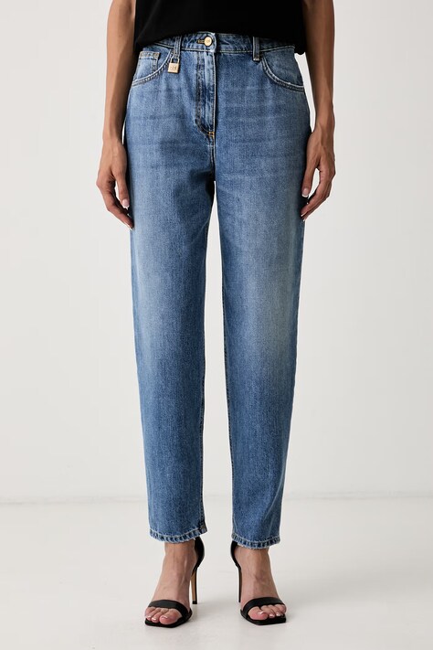 Elisabetta Franchi jeansy relaxed fit damskie niebieskie PJ14D66E2