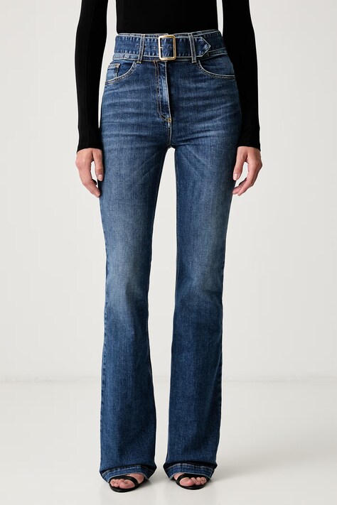 Elisabetta Franchi jeansy flare damskie niebieskie PJ13D66E2