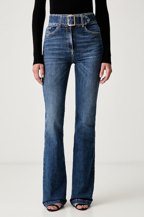 Elisabetta Franchi jeansy flare damskie niebieskie PJ13D66E2