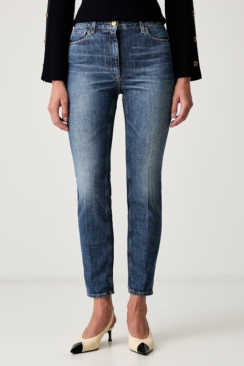 Elisabetta Franchi jeansy slim fit damskie niebieskie PJ11I66E2