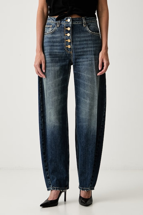 Elisabetta Franchi jeansy relaxed fit damskie niebieskie PJ10D66E2