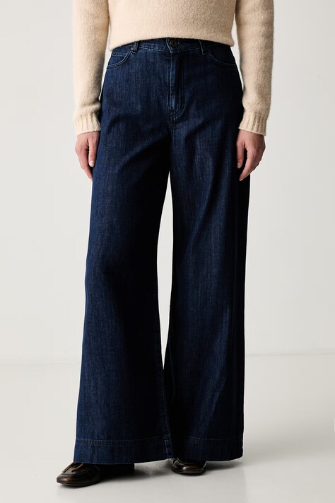 Weekend Max Mara jeansy wide leg damskie WKDVEGA granatowe 2625186021600