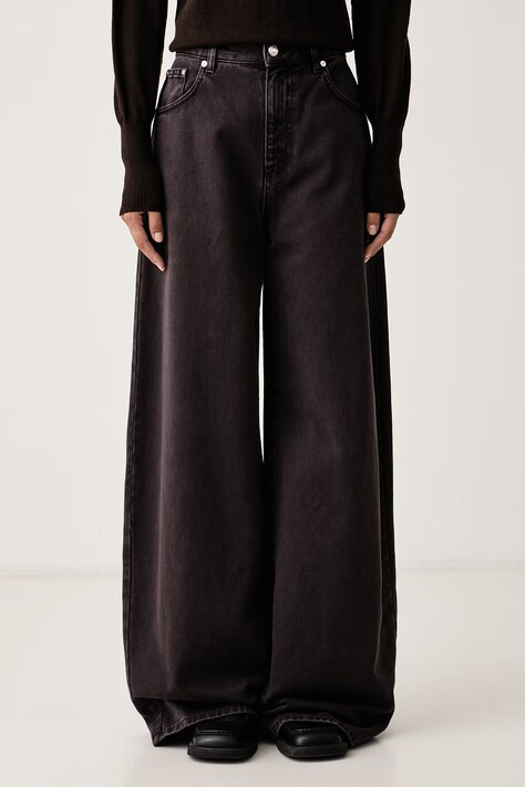 MSGM Jeansy wide leg damskie fioletowe 4141MDP230T.267759