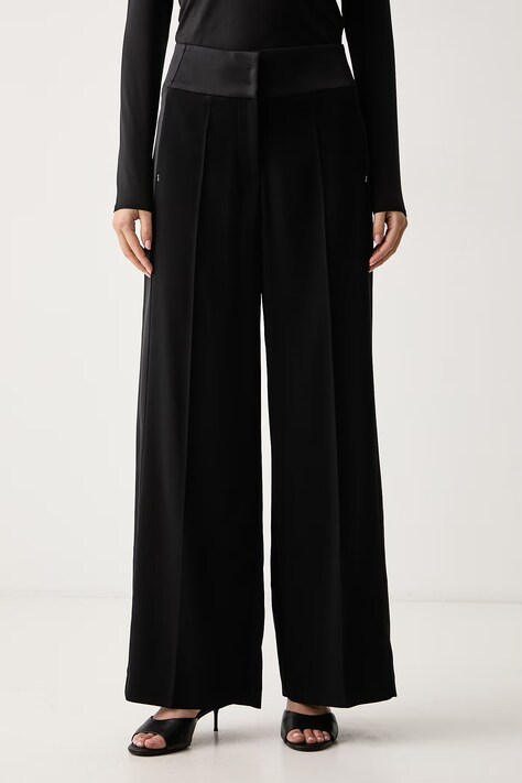 Patrizia Pepe Spodnie straight damskie czarne high waist 8P0244 C7004