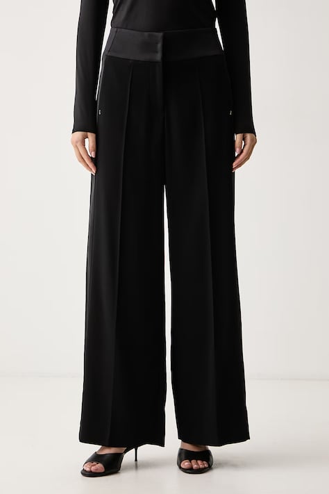 Patrizia Pepe Spodnie straight damskie czarne high waist 8P0244 C7004