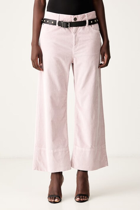 Pinko spodnie damskie sztruksowe różowe high waist 107418 A3HF