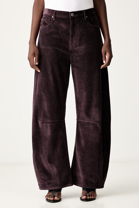 Pinko spodnie damskie sztruksowe bordowe high waist 107196 A3HF