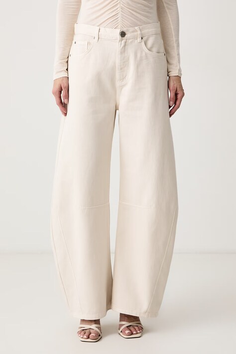 Pinko Jeansy wide leg damskie beżowe 107196 A3F9