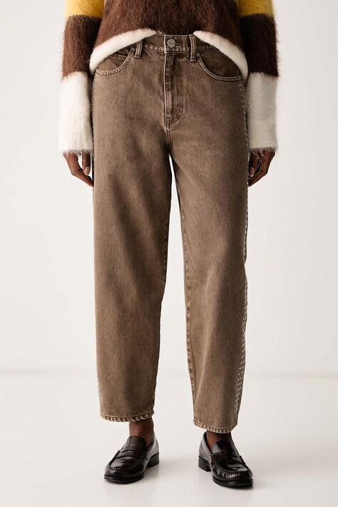 Pinko Jeansy relaxed fit damskie brązowe 103857 A3JM