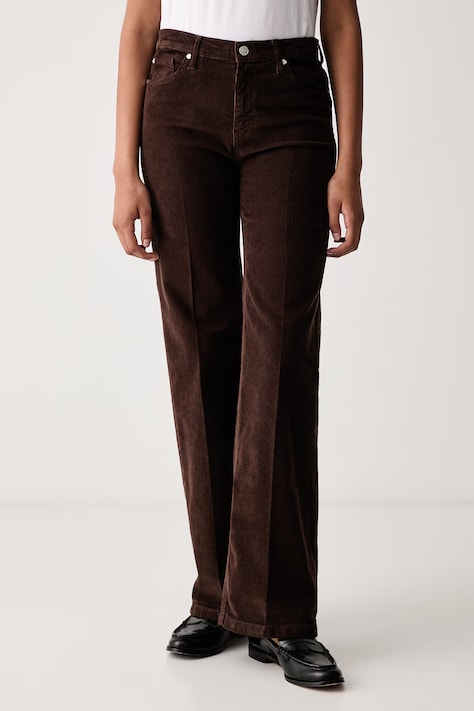Joop! Spodnie straight damskie sztruksowe brązowe regular waist 30105462