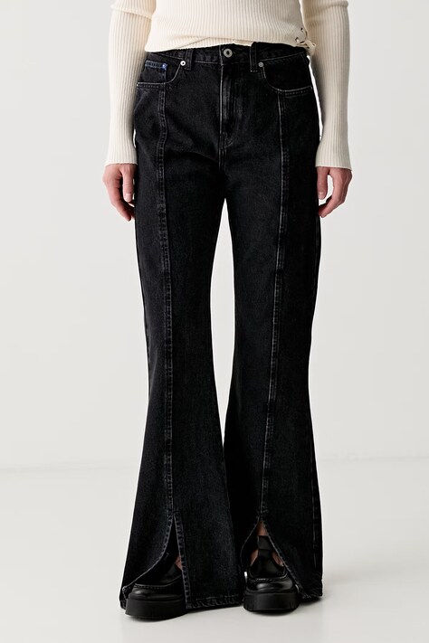 Karl Lagerfeld Jeans jeansy flare damskie czarne B3W10063