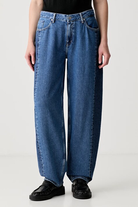 Karl Lagerfeld Jeans jeansy barrel damskie niebieskie B3W10028