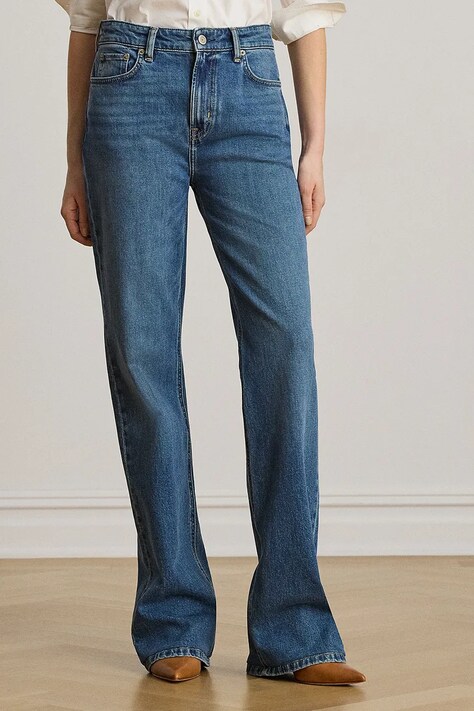 Lauren Ralph Lauren jeansy wide leg damskie niebieskie 200B24170