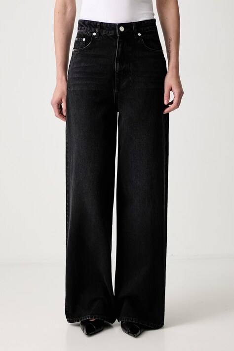 GANNI Lari jeansy wide leg damskie czarne A1100099