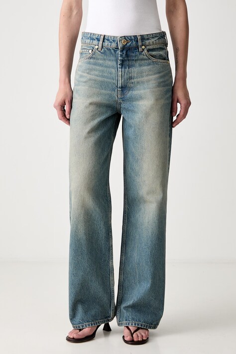 GANNI Izey jeansy straight damskie niebieskie A1100095
