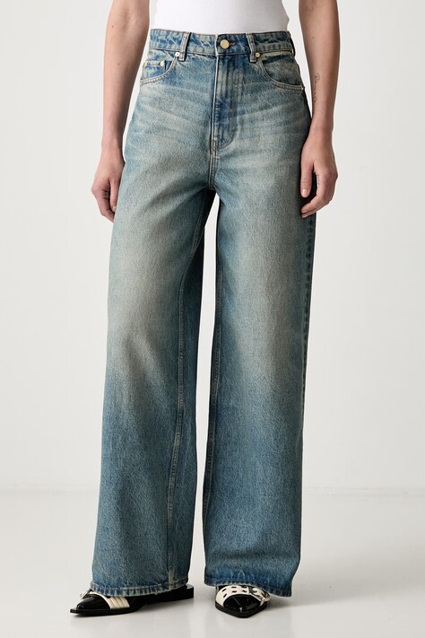 GANNI Lari jeansy straight damskie niebieskie A1100094