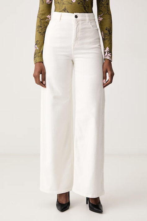 Twinset Spodnie wide leg damskie bawełniane z elastanem beżowe high waist 262TT2362