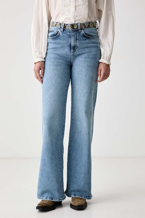 Hoss Intropia Jeansy wide leg damskie niebieskie 8024260