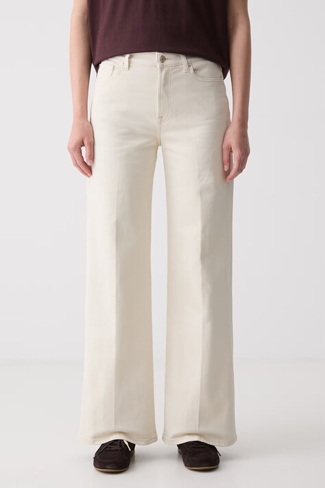 7 FOR ALL MANKIND jeansy wide leg damskie beżowe 7U8E0G96