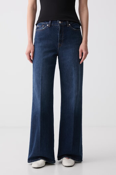 7 FOR ALL MANKIND jeansy wide leg damskie granatowe 7U8E0B86