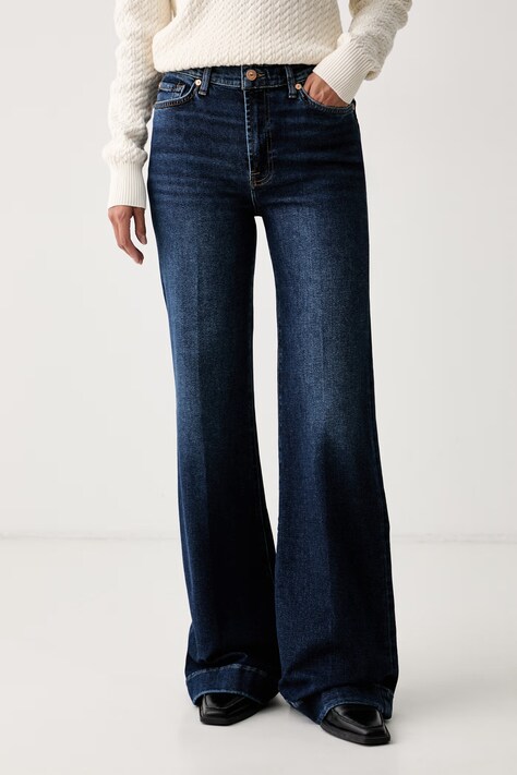 7 FOR ALL MANKIND jeansy flare damskie granatowe 7U330A91