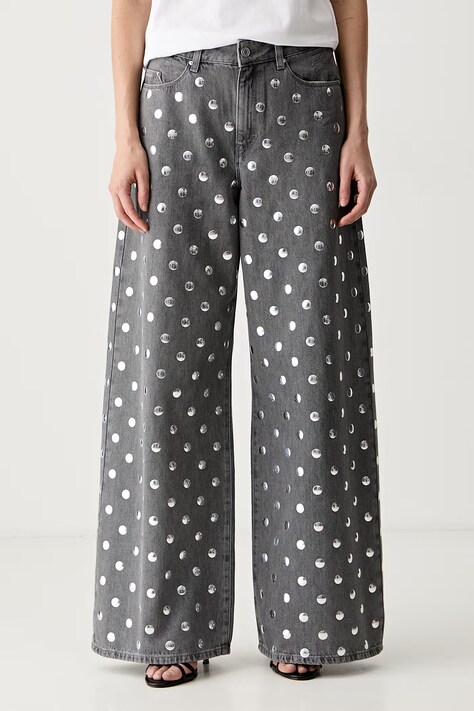 Karl Lagerfeld Τζιν wide leg Γυναικεία γκρί B3W10096