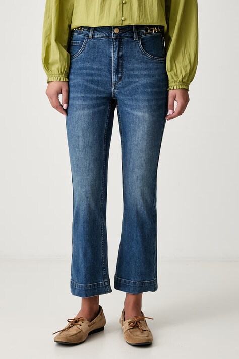Pedro del Hierro jeansy flare damskie niebieskie 8344437