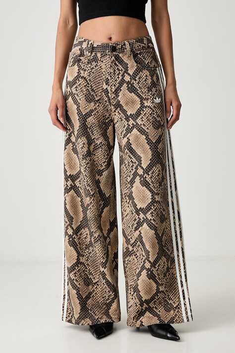 adidas Originals jeansy wide leg damskie beżowe KY0630