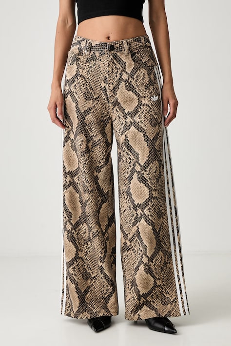 adidas Originals jeansy wide leg damskie beżowe KY0630