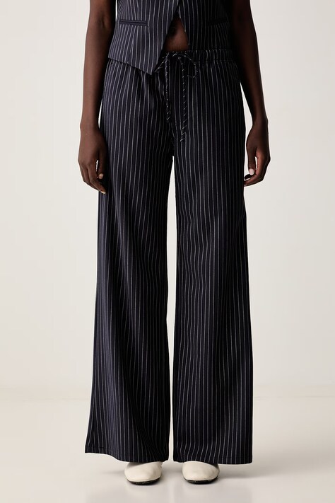 Guess Jeans spodnie wide leg damskie granatowe high waist W6YB08 W2829