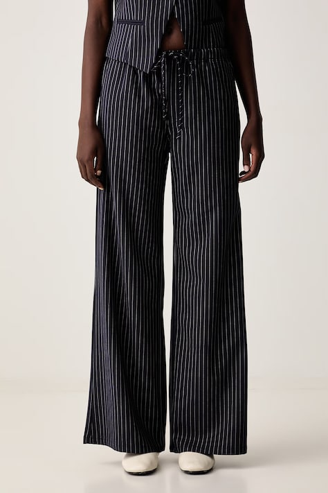 Guess Jeans spodnie wide leg damskie granatowe high waist W6YB08 W2829