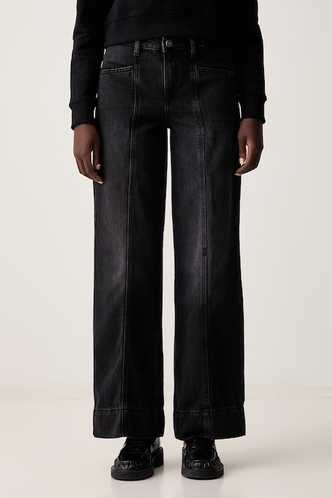 Guess Jeans τζιν wide leg γυναικεία μαύρα W6YA05 D1180