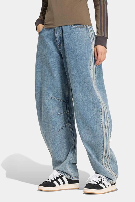 adidas Originals Jeansy barrel damskie Barrel niebieskie KQ6476