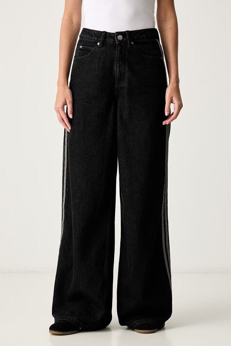 adidas Originals jeansy wide leg damskie czarne KQ6469