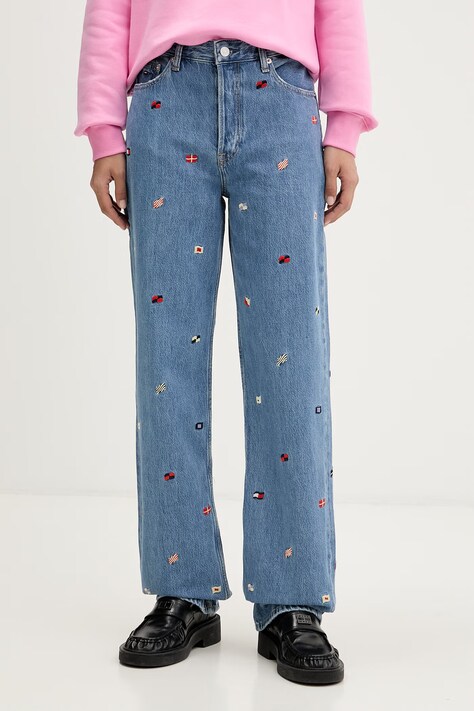 Tommy Jeans jeansy straight damskie niebieskie DW0DW23100