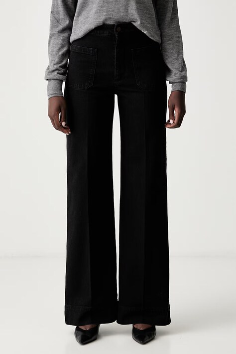 Victoria Beckham jeansy wide leg damskie Alina czarne 1226DJE007252I