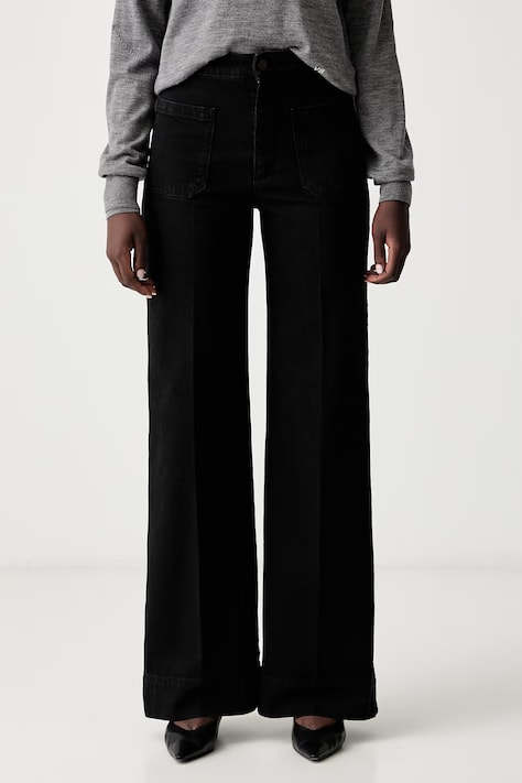 Victoria Beckham jeansy wide leg damskie Alina czarne 1226DJE007252I