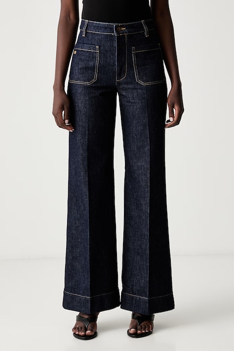 Victoria Beckham jeansy wide leg damskie Alina granatowe 1226DJE007252G