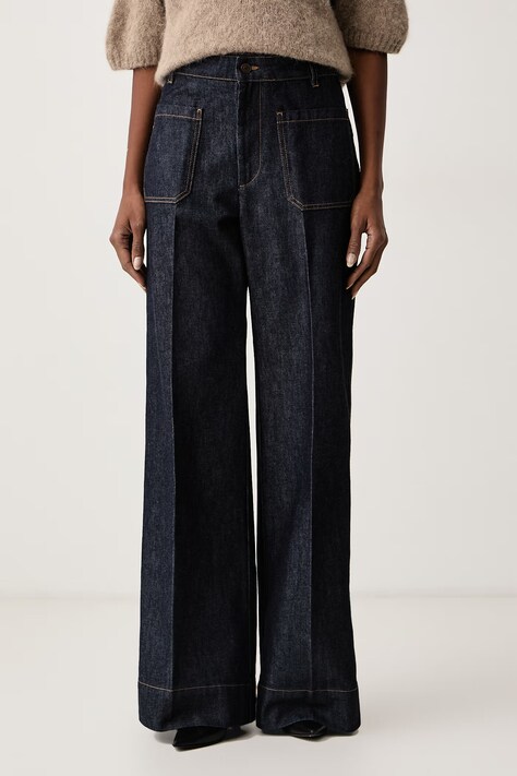 Victoria Beckham Джинси wide leg жіночі Alina темно-сині 1226DJE007252G