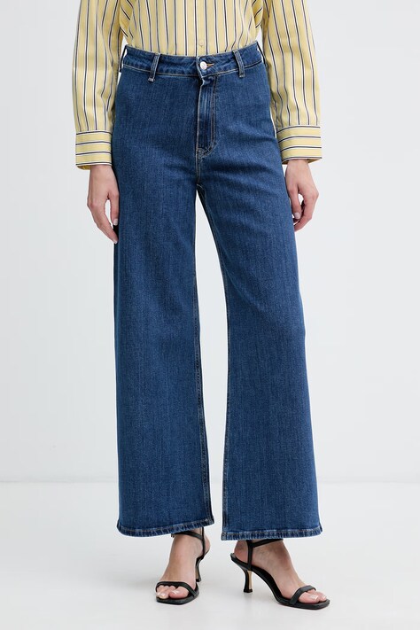 Tommy Hilfiger jeansy wide leg damskie granatowe WW0WW49967