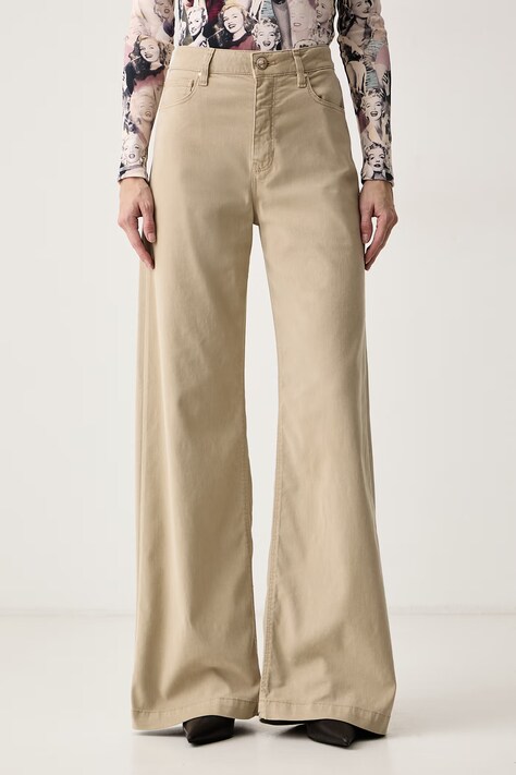 Guess Jeansy wide leg damskie BELLAGIO beżowe W6BA1C W4354