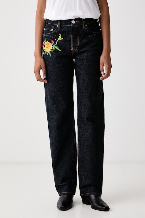 Kenzo Jeansy straight damskie granatowe FG62DP2426U1
