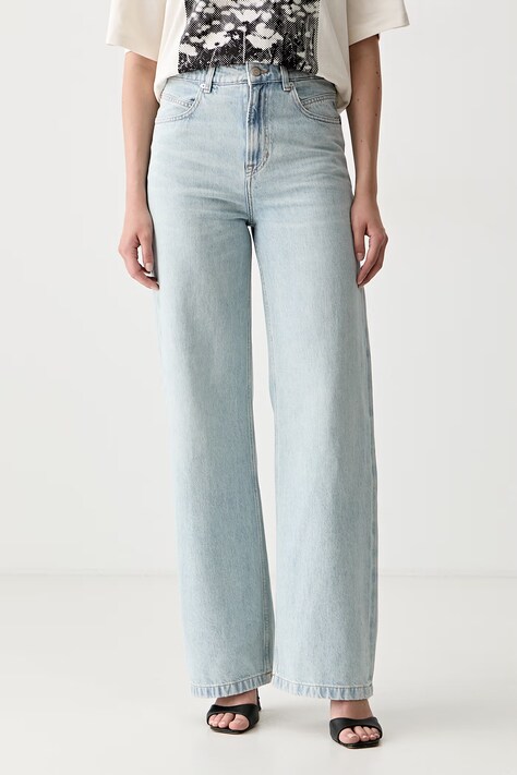 BOSS Orange jeansy wide leg damskie C_MARLENE HR 12. niebieskie 50564409