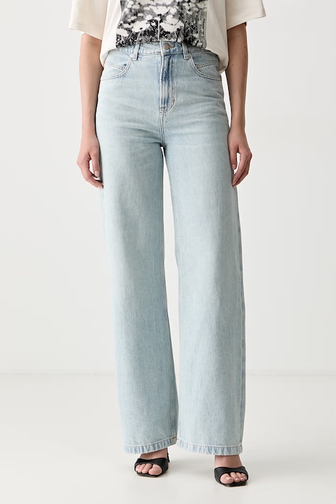 BOSS Orange jeansy wide leg damskie C_MARLENE HR 12. niebieskie 50564409